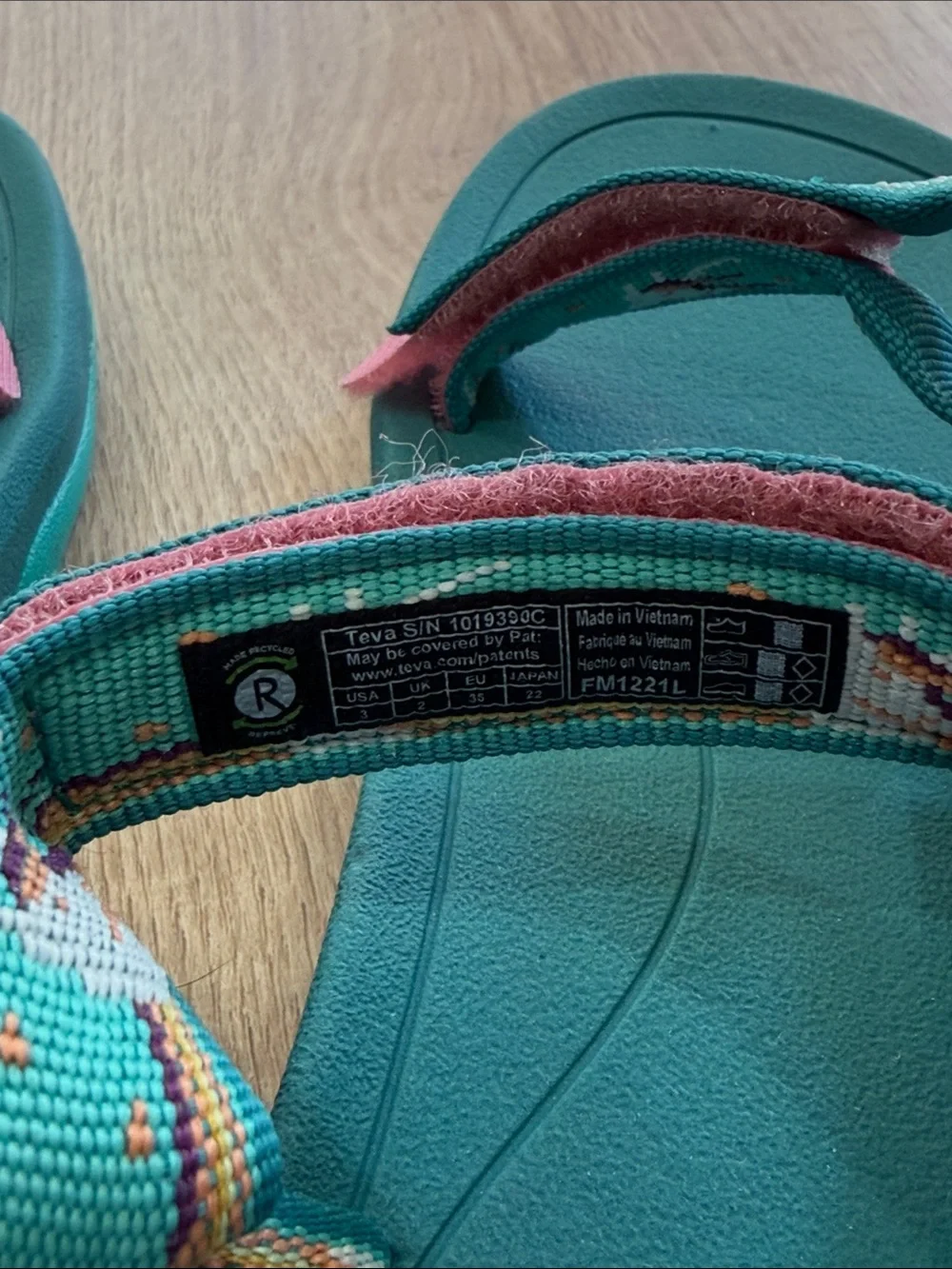 Teva Teal Sandals with Pink Accents